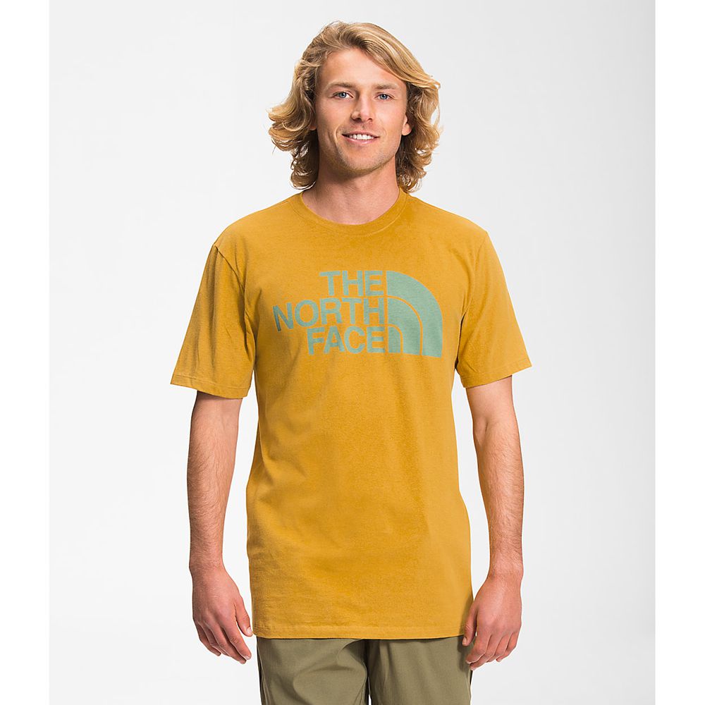 The North Face T-Shirts Mens Australia - The North Face Short Sleeve Half Dome Yellow (GAT-297805)